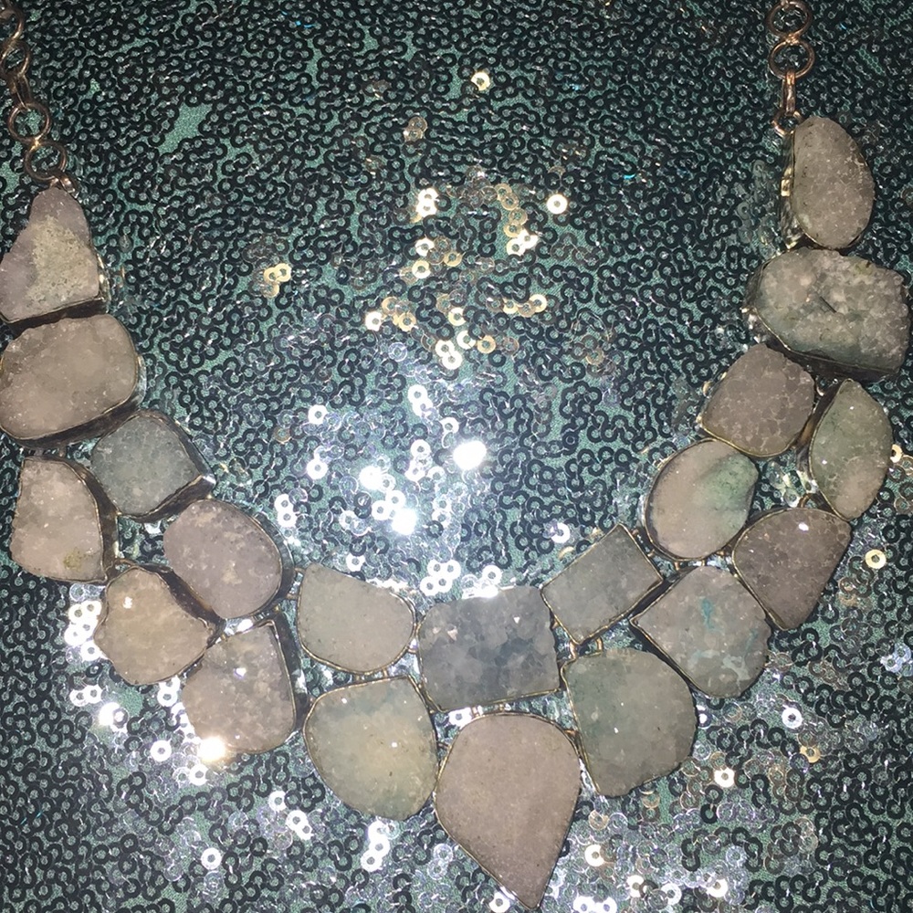 Hand crafted crystal silver plated necklace.